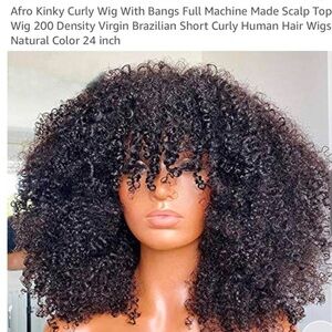 Afro Kinky Curly Wig with Bangs